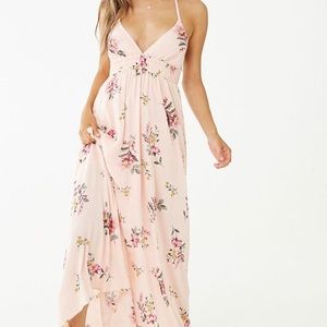 Crinkled Floral Halter Maxi Dress